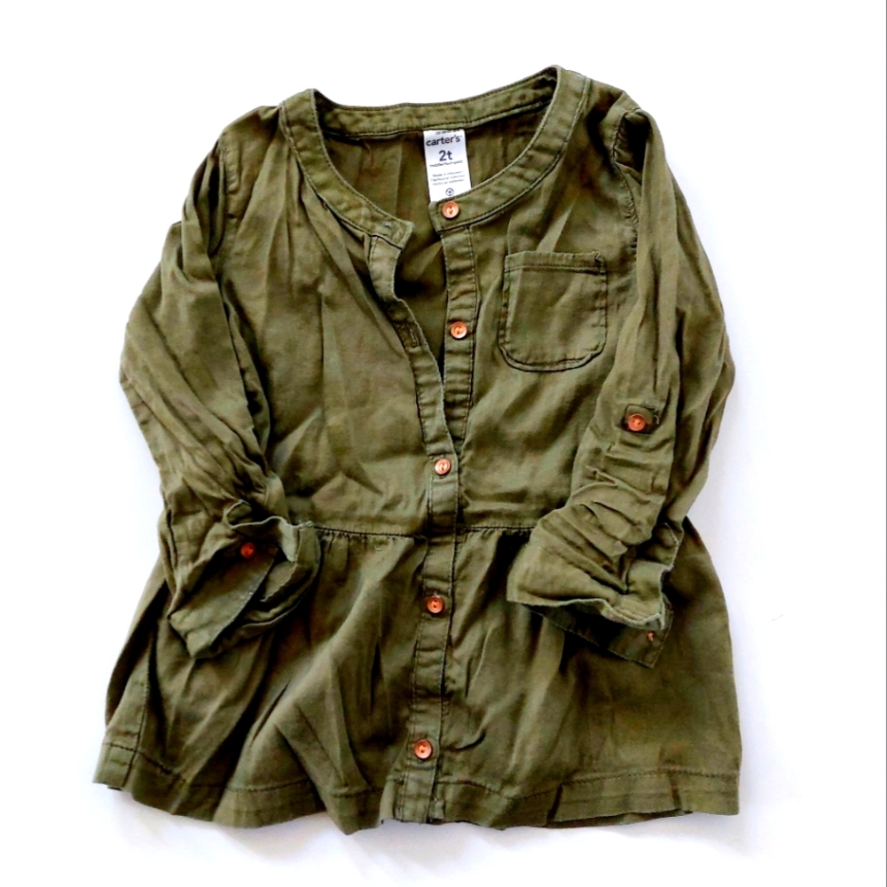 Olive‎ Long Sleeve Peplum Blouse size 2T Carters